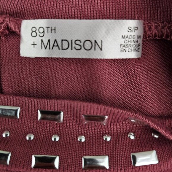 89th & Madison Embellished High Neck Sleeveless Mauve Tank Top - Picture 2 of 6